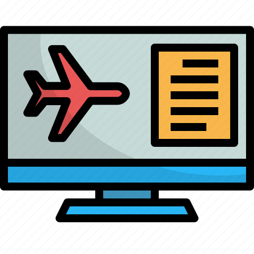 Airline, booking, computer, flight, online, plane, travel icon - Download on Iconfinder