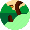bush, monkey, spots, tail, tree, vacation