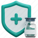 defense, vaccine, vaccination, shield, safe, protection, healthcare, and, medical, 3d, element 