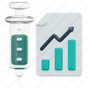 statistics, bar, chart, stats, vaccination, healthcare, and, medical, syringe, growth, 3d, illustration 