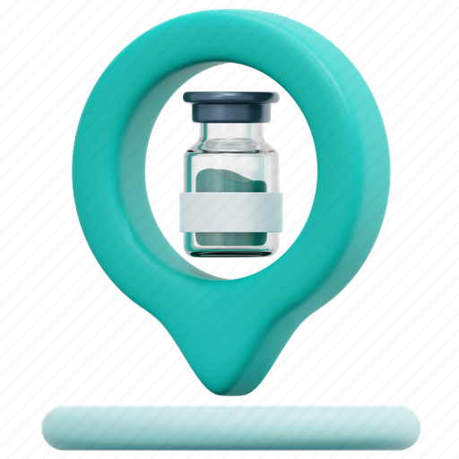 Location, maps, and, pin, map, marker, vaccine 3D illustration - Download on Iconfinder