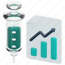 statistics, bar, chart, stats, vaccination, healthcare, and, medical, syringe, growth, 3d, object 