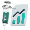 statistics, bar, chart, stats, vaccination, healthcare, and, medical, syringe, growth, 3d, render 