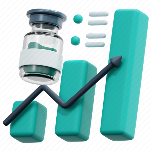 Bar, chart, graph, vaccine, healthcare, and, medical 3D illustration - Download on Iconfinder