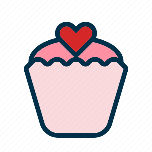 Valentine, cupcake, love, heart, dessert, sweet icon - Download on Iconfinder