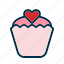valentine, cupcake, love, heart, dessert, sweet 