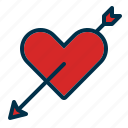 valentine, love, arrow, heart