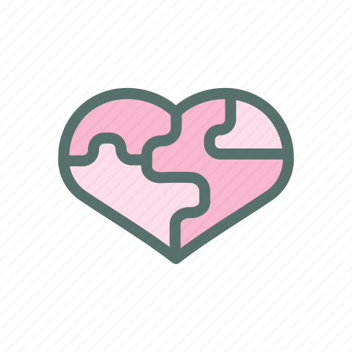 Puzzle, piece, heart, shaped, love, broken icon - Download on Iconfinder