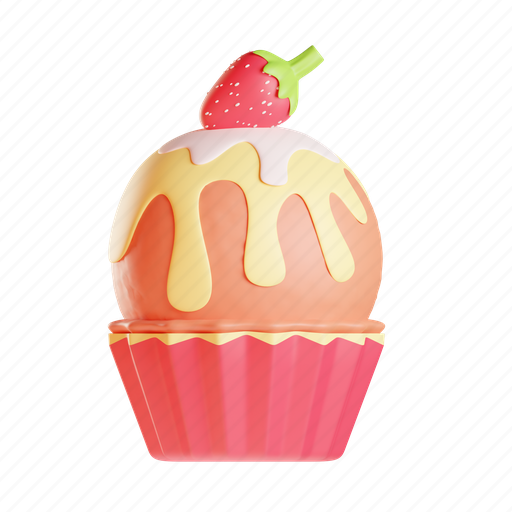 Cupcake, valentine, favorite, heart, love, romantic, romance 3D illustration - Download on Iconfinder
