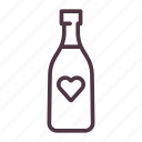 bottle, celebrate, heart, liquor, love, valentine, wine