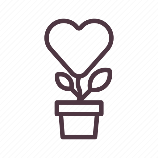 Grow, heart, outline, plant, pot, romance, valentine icon - Download on Iconfinder