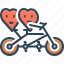 affection, bicycle, biking, friendship, love, smile, two happy hearts