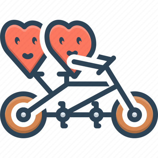 Affection, bicycle, biking, friendship, love, smile, two happy hearts icon - Download on Iconfinder