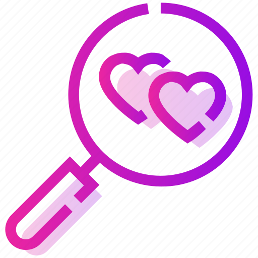 Heart, magnify glass, searching, valentine day icon - Download on Iconfinder