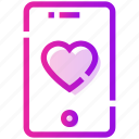 heart, mobile, phone, valentine day