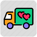 delivery, gifts, heart, truck, valentine day