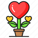 heart, plant, love, growth, romantic, valentine, potted