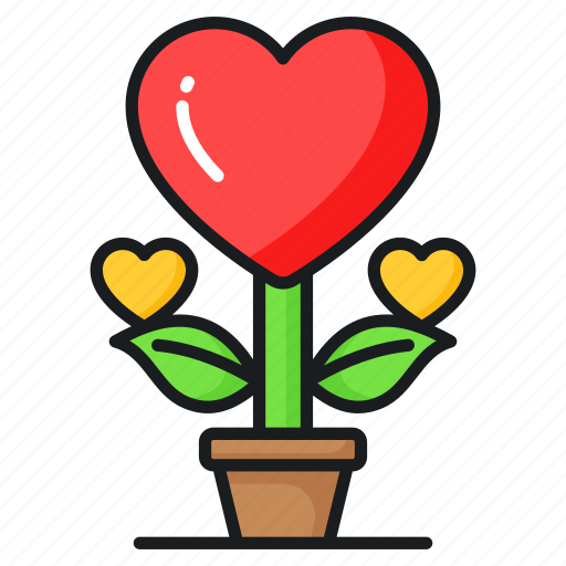 Heart, plant, love, growth, romantic, valentine, potted icon - Download on Iconfinder
