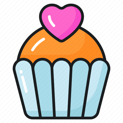 Cupcake, heart, food, valentine, dessert, confectionery, sweet icon - Download on Iconfinder