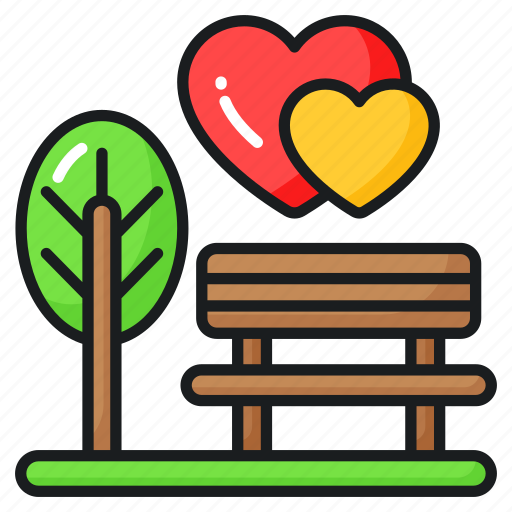Park, bench, tree, dating, valentine, romance, love icon - Download on Iconfinder
