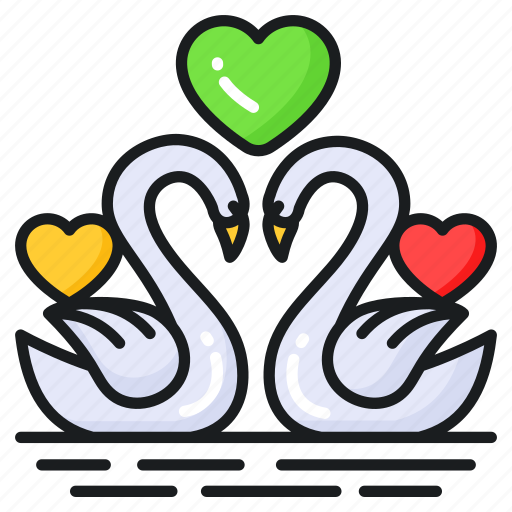 Swans, couple, birds, romantic, love, heart, flamingo icon - Download on Iconfinder