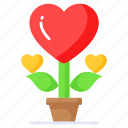 heart, plant, love, growth, romantic, valentine, potted