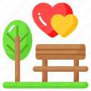 park, bench, tree, dating, valentine, romance, love
