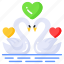 swans, couple, birds, romantic, love, heart, flamingo 