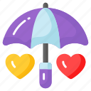 love, care, umbrella, heart, protection, canopy, sunshade