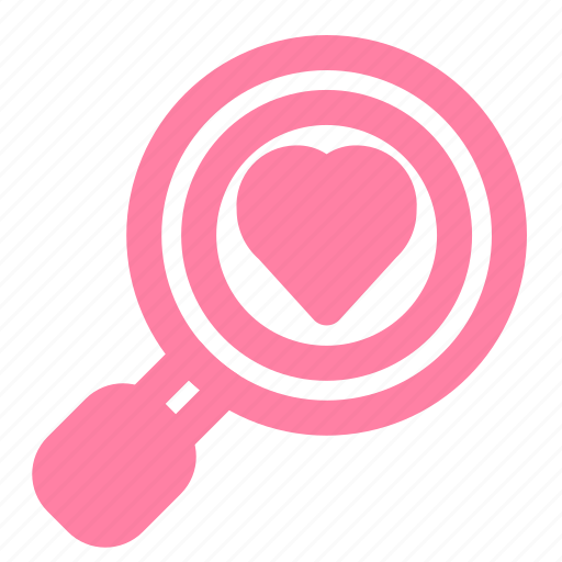 Valentine, romance, love, search, magnifier icon - Download on Iconfinder