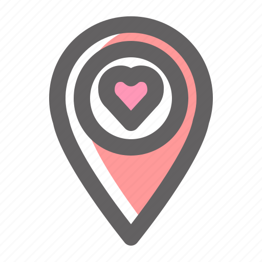 Valentine, romance, love, pin, location, navigation, heart icon - Download on Iconfinder
