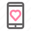 valentine, romance, love, phone, mobile, heart, device 