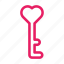 key, love, romance, valentine, wedding icon 