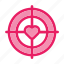 heart, love, romance, target, valentine icon 