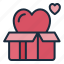 gift, present, box, heart, love, romance, valentine 