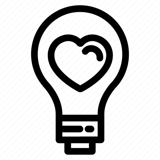 Bulb, heart, lamp, light, love, romance, valentine icon - Download on Iconfinder