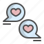 bubble, chat, conversation, heart, love, text, valentine 