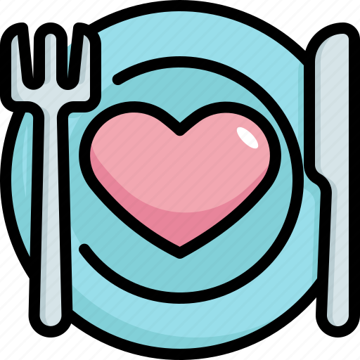 Plate, dish, love, valentines, valentines day, heart, dinner icon - Download on Iconfinder
