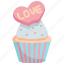 cupcake, heart, sweet, dessert, love, valentines, muffin 