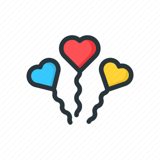 Ballone, blue, heart, hearts, love, red, valentines icon - Download on Iconfinder