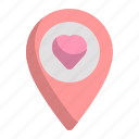valentine, romance, love, pin, location, navigation, heart