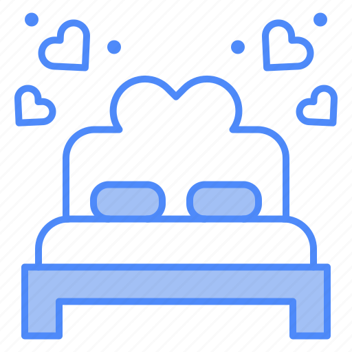 Marriage, heart, double, bed, honeymoon, romantic icon - Download on Iconfinder