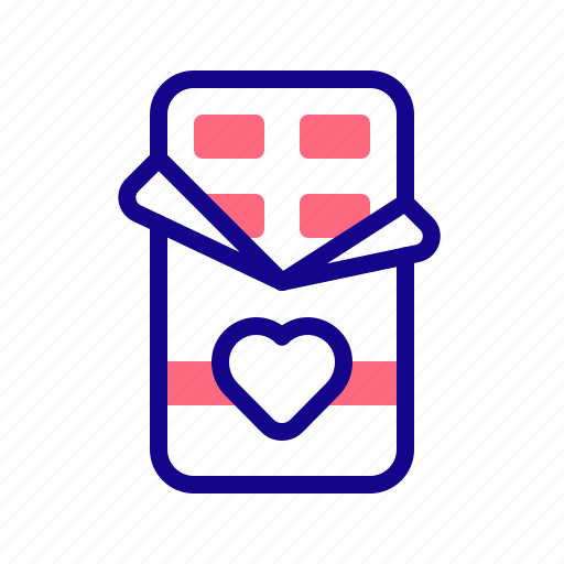 Chocolate bar, snack, heart, love, valentine day icon - Download on Iconfinder