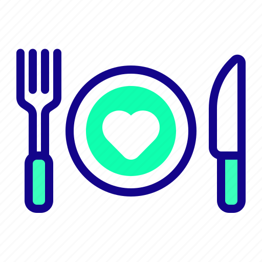 Plate, fork, spon, heart, love icon - Download on Iconfinder