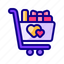 shopping cart, basket, heart, love, valentine day