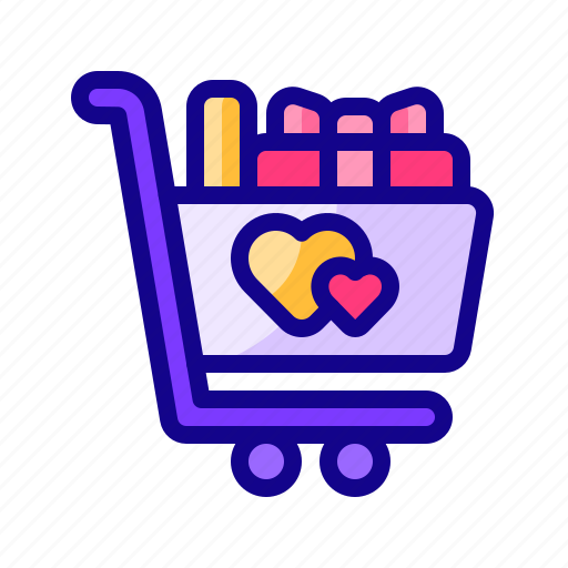 Shopping cart, basket, heart, love, valentine day icon - Download on Iconfinder