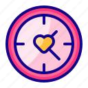 wall clock, time, heart, love, valentine day