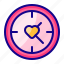 wall clock, time, heart, love, valentine day 