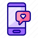 chat, message, phone, heart, love