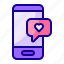 chat, message, phone, heart, love 
